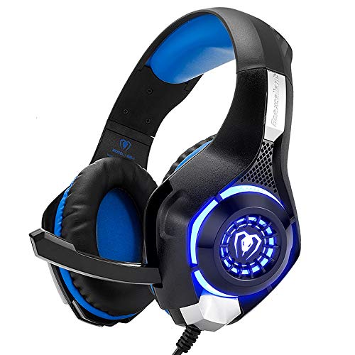 Beexcellent Gaming Headset for PS4 Xbox One PC Mac Controller Gaming Headphone with Crystal Stereo Bass Surround Sound, LED Light & Noise-Isolation Microphone