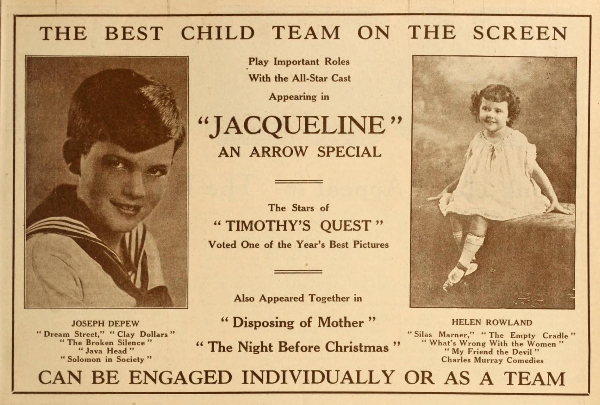 Joseph Depew and Helen Rowland in Jacqueline, or Blazing Barriers (1923)