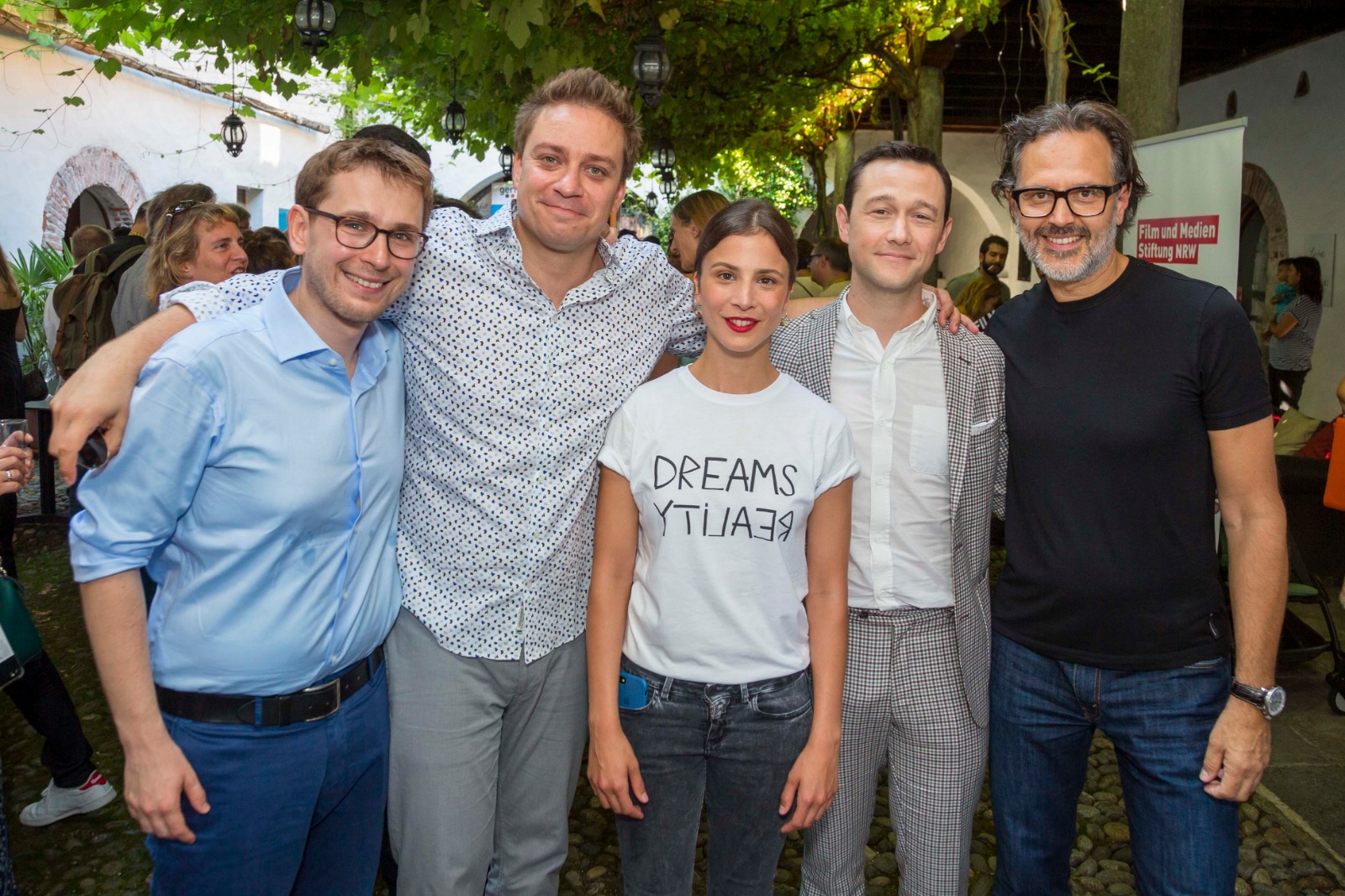 7500 cast and crew: writer Senad Halilbasic, director Patrick Vollrath and the actors Aylin Tezel, Joseph Gordon-Levitt and Carlo Kitzlinger at Locarno Film Festival