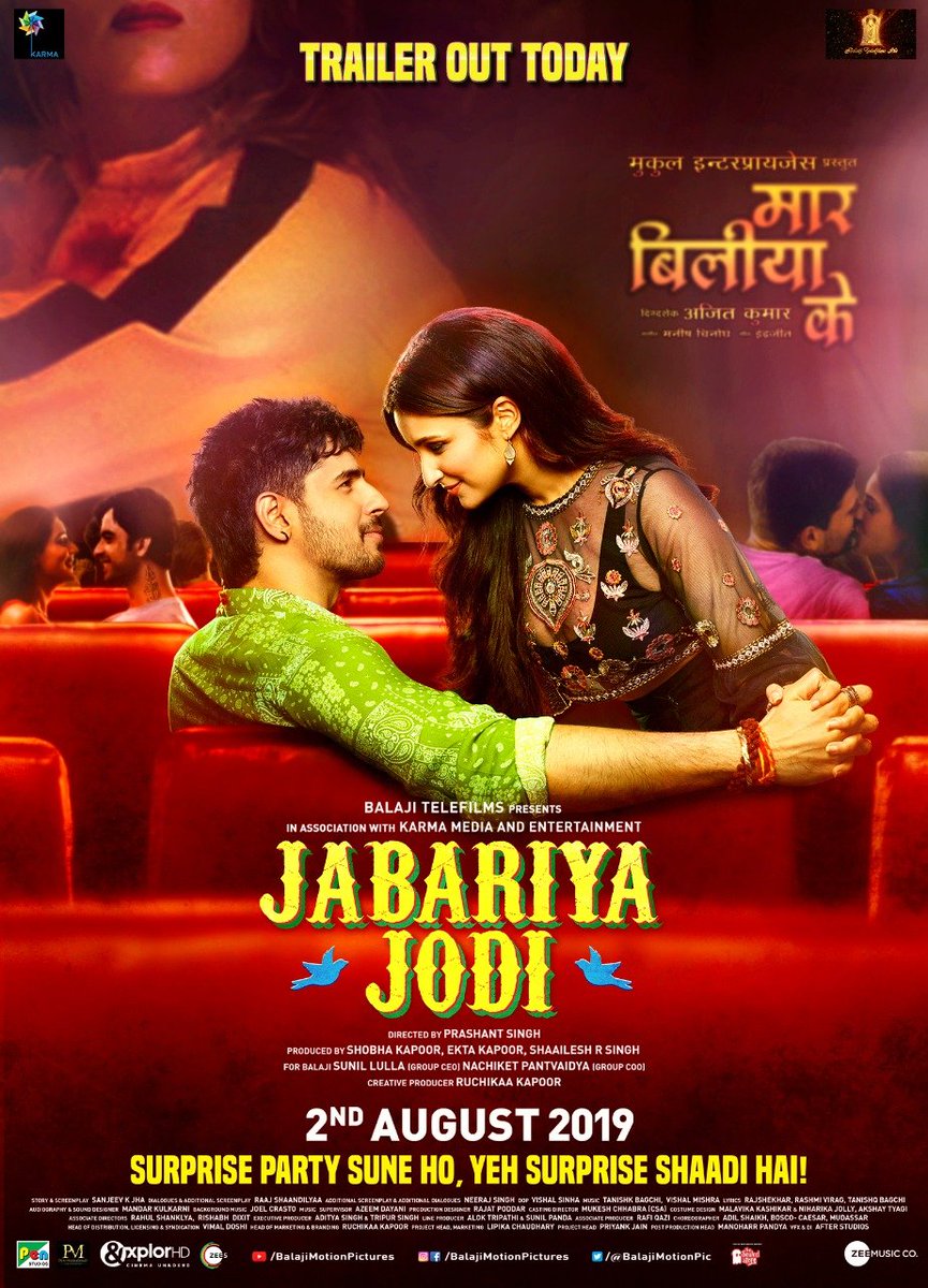 Sidharth Malhotra and Parineeti Chopra in Jabariya Jodi (2019)