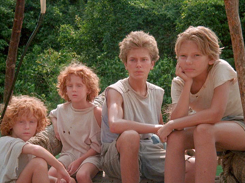 River Phoenix, Hilary Gordon, Rebecca Gordon, and Jadrien Steele in The Mosquito Coast (1986)