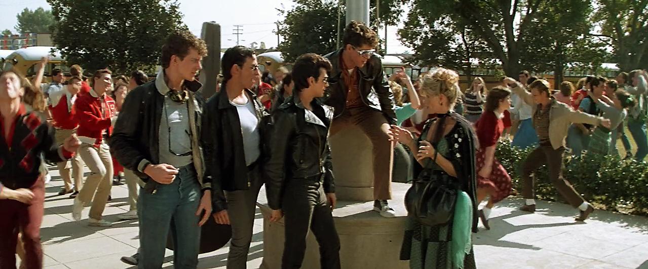 Christopher McDonald, Peter Frechette, Leif Green, Connie Stevens, and Adrian Zmed in Grease 2 (1982)