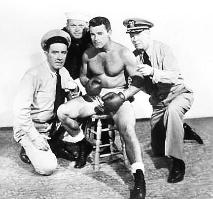 Murray Alper, Paul Bryar, Tom Neal, and Regis Toomey in Navy Bound (1951)