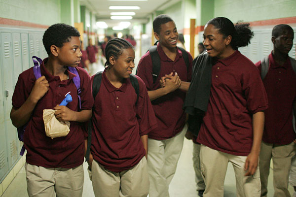 Maestro Harrell, Julito McCullum, Tristan Mack Wilds, and Jermaine Crawford in The Wire (2002)