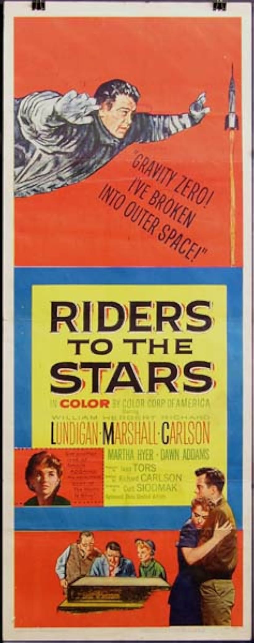 Herbert Marshall, Dawn Addams, Richard Carlson, Martha Hyer, and William Lundigan in Riders to the Stars (1954)