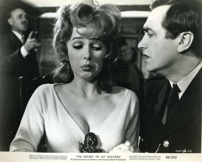 Stella Stevens, James Booth, and Lionel Jeffries in The Secret of My Success (1965)