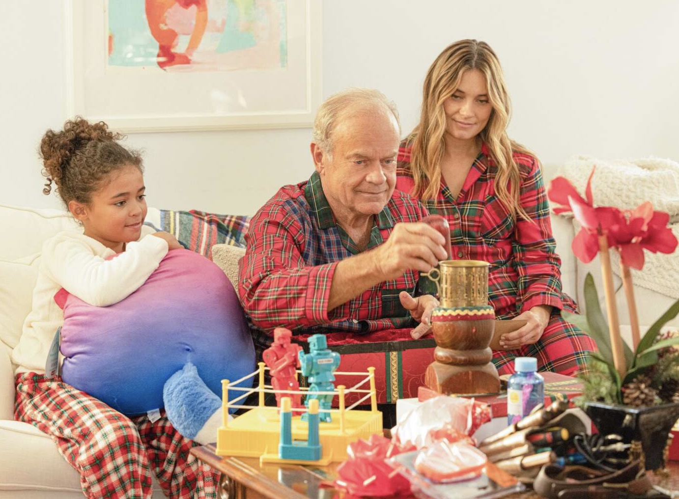 Kelsey Grammer, Spencer Grammer, and Uschi Umscheid in The 12 Days of Christmas Eve (2022)