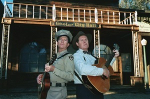 McCain Brothers, Butch and Ben, on the set of My Name is Bruce.  The McCain Brothers wrote and performed the theme song, The Legend of Guan Di.