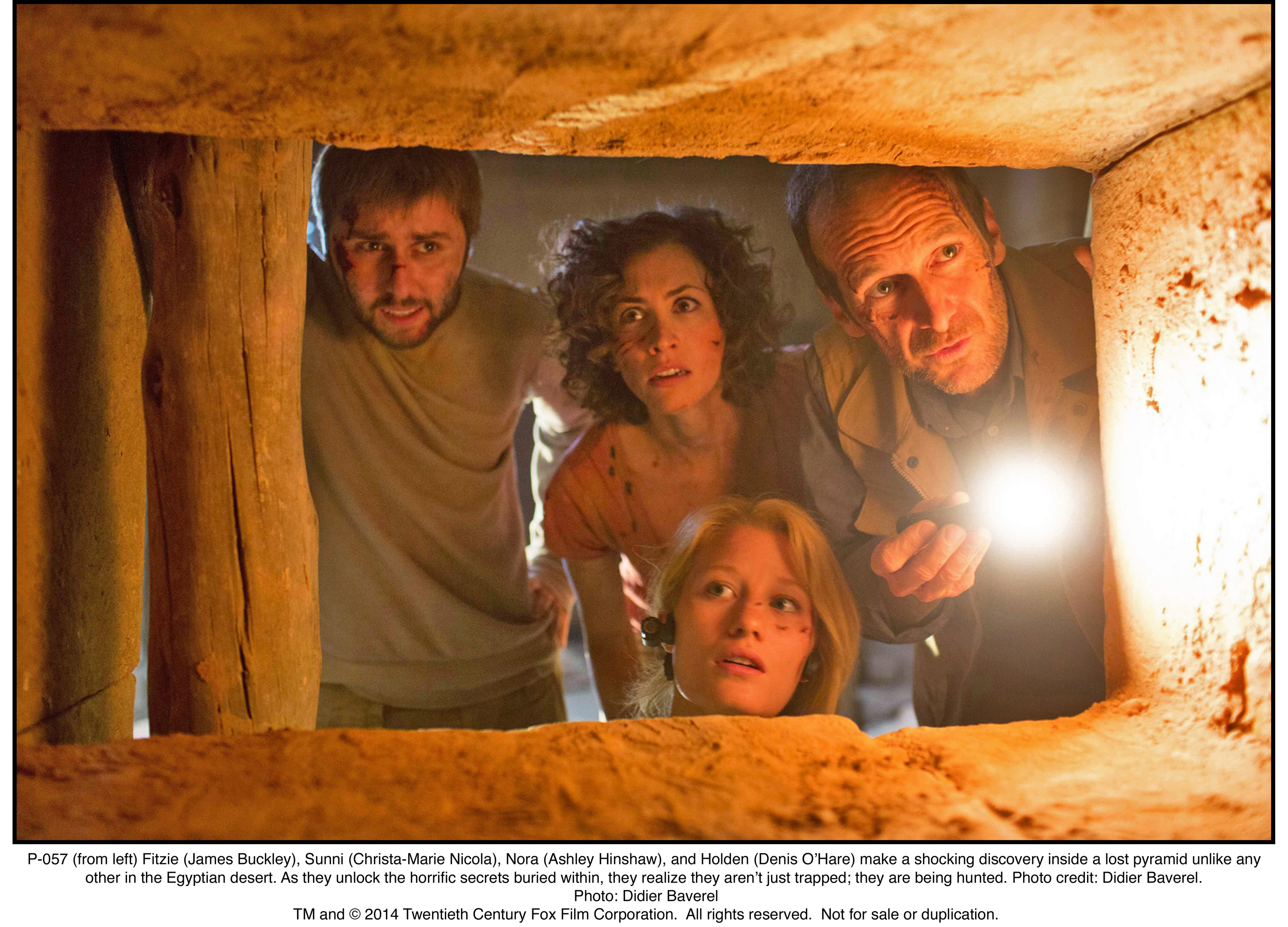 James Buckley, Denis O'Hare, Christa Nicola, and Ashley Hinshaw in The Pyramid (2014)