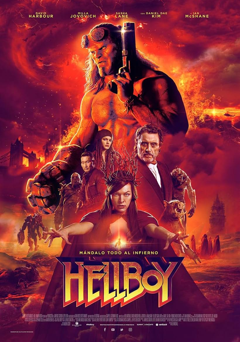 Milla Jovovich, Daniel Dae Kim, Ian McShane, David Harbour, and Sasha Lane in Hellboy (2019)