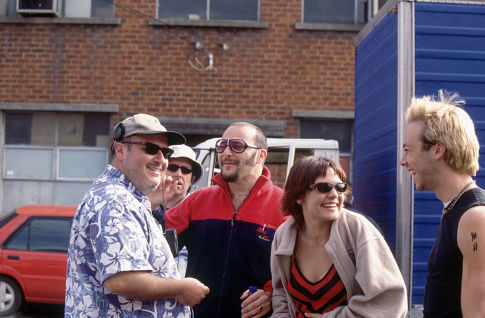 Director Alex Proyas, Russell Dysktra, Maya Stange and Kick Gurry on the set of GARAGE DAYS.