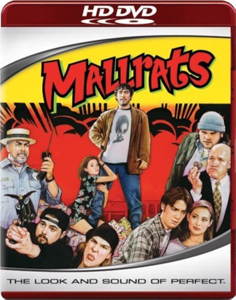 Shannen Doherty, Claire Forlani, Kevin Smith, Jason Lee, Jeremy London, Michael Rooker, Ethan Suplee, and Sven-Ole Thorsen in Mallrats (1995)