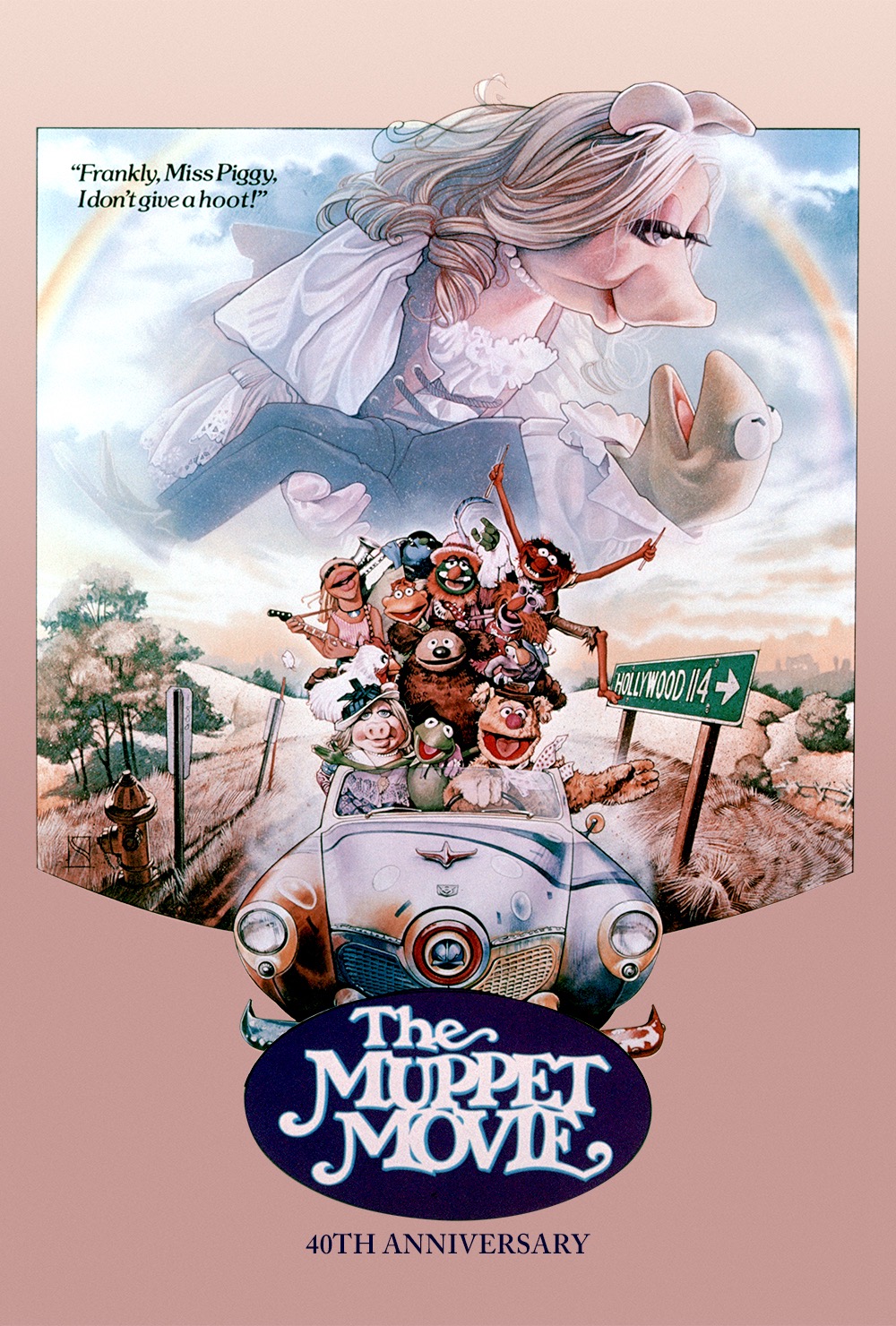 Frank Oz, Jim Henson, Dave Goelz, Richard Hunt, Jerry Nelson, Rowlf, The Great Gonzo, The Electric Mayhem, Kermit the Frog, Miss Piggy, The Muppets, and Fozzie Bear in The Muppet Movie (1979)