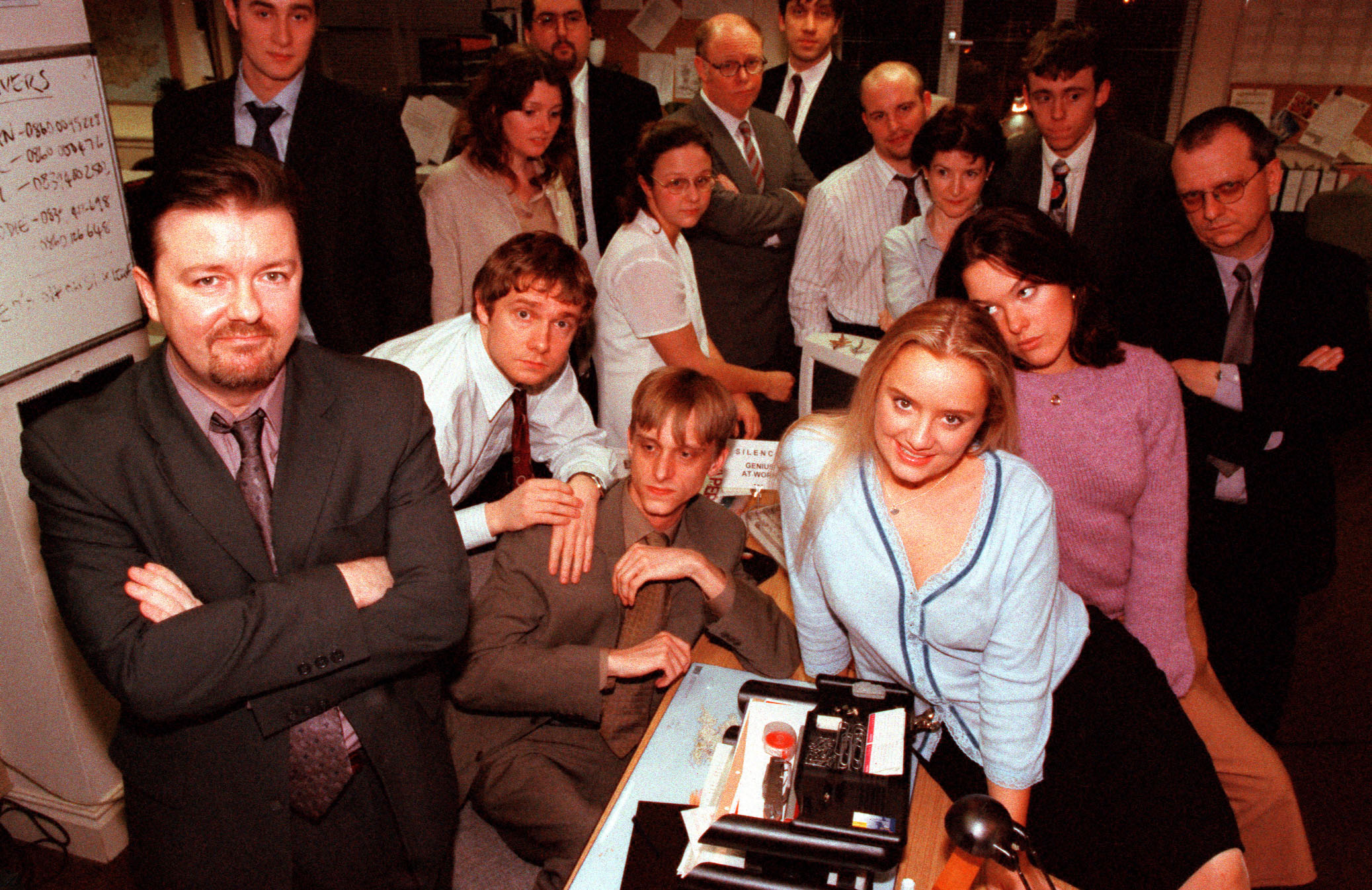 Sally Bretton, Oliver Chris, Mackenzie Crook, Lucy Davis, Martin Freeman, Ricky Gervais, Robin Hooper, Philip Pickard, Angela Clerkin, Jamie Deeks, Ben Bradshaw, Ewen MacIntosh, and Jane Lucas in The Office (2001)