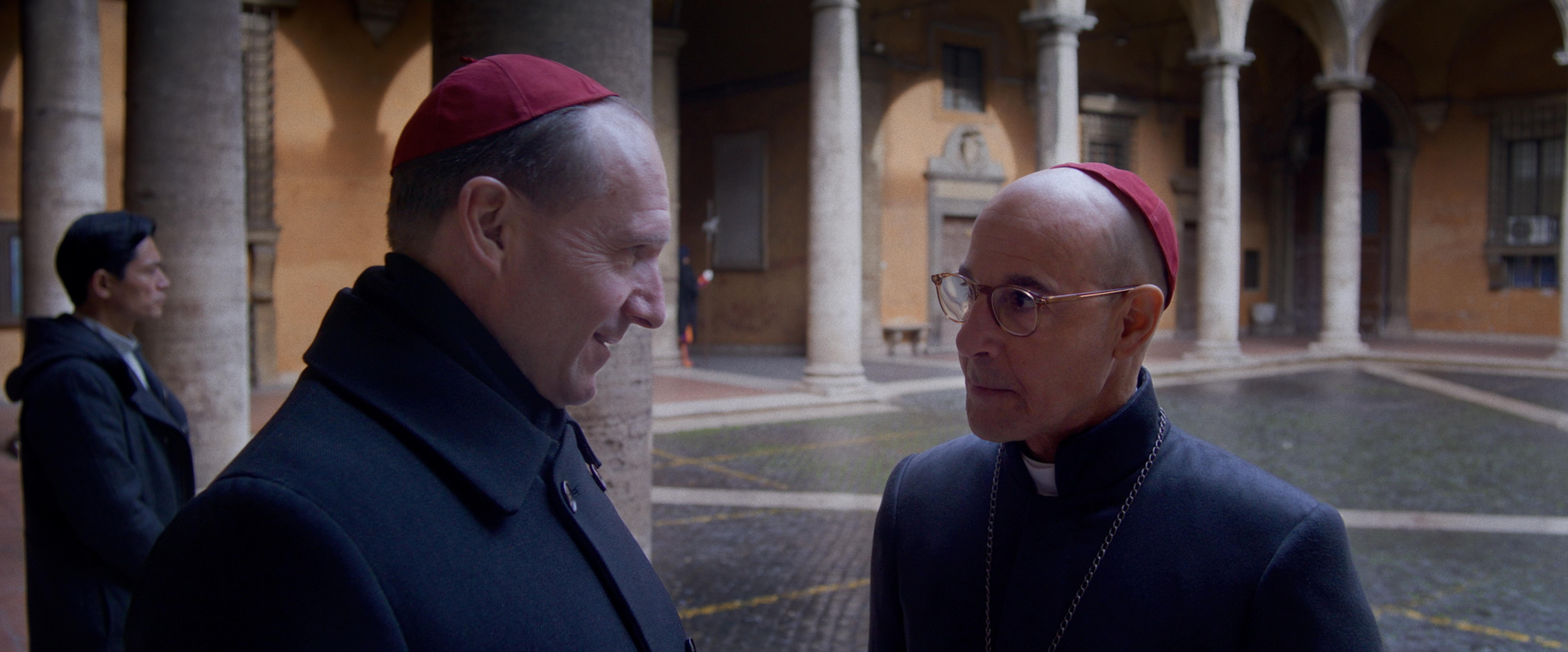 Ralph Fiennes and Stanley Tucci in Conclave (2024)