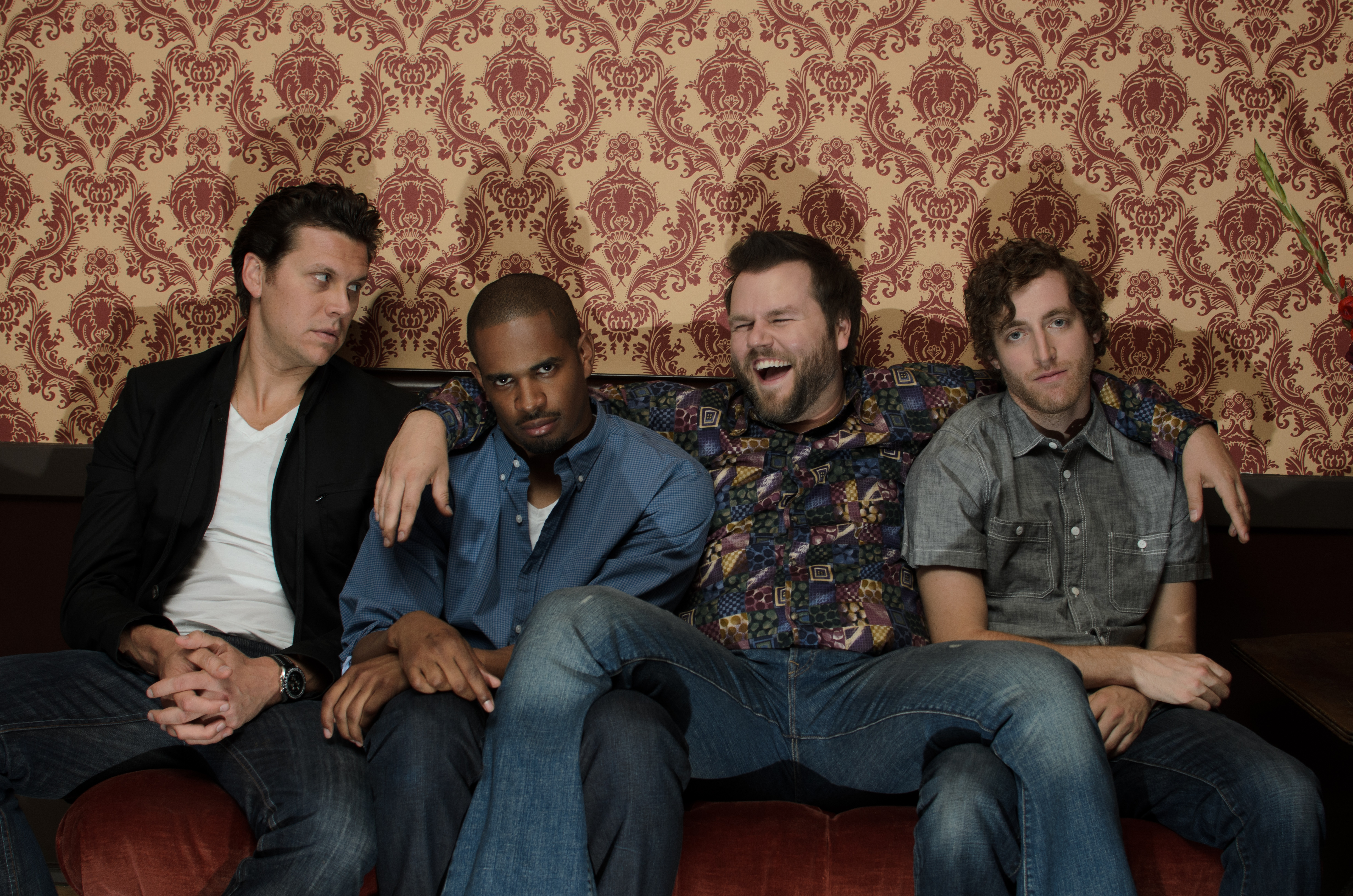 Tyler Labine, Damon Wayans Jr., Hayes MacArthur, and Thomas Middleditch in Someone Marry Barry (2014)