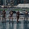 Jason Momoa, Gal Gadot, Ezra Miller, and Ray Fisher in Justice League (2017)