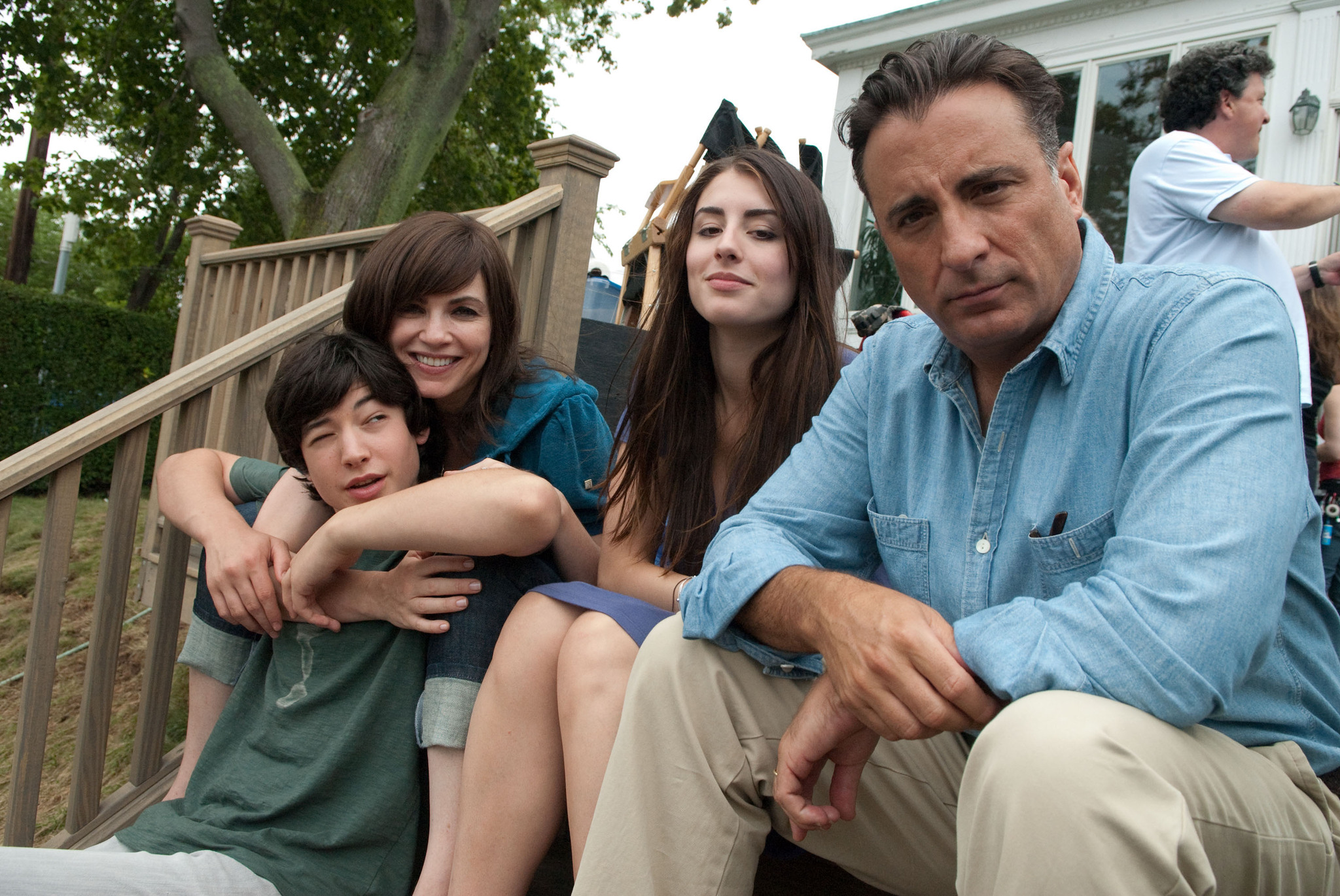 Andy Garcia, Julianna Margulies, Dominik Garcia, and Ezra Miller in City Island (2009)