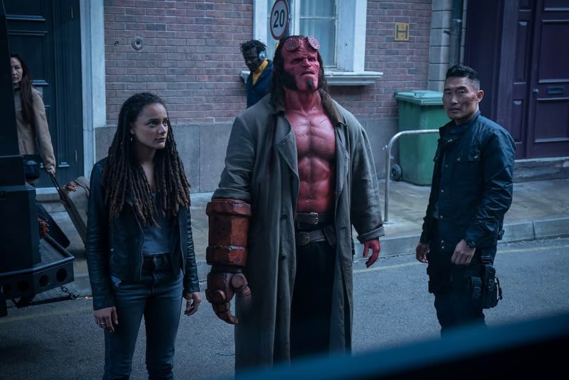 Daniel Dae Kim, David Harbour, and Sasha Lane in Hellboy (2019)