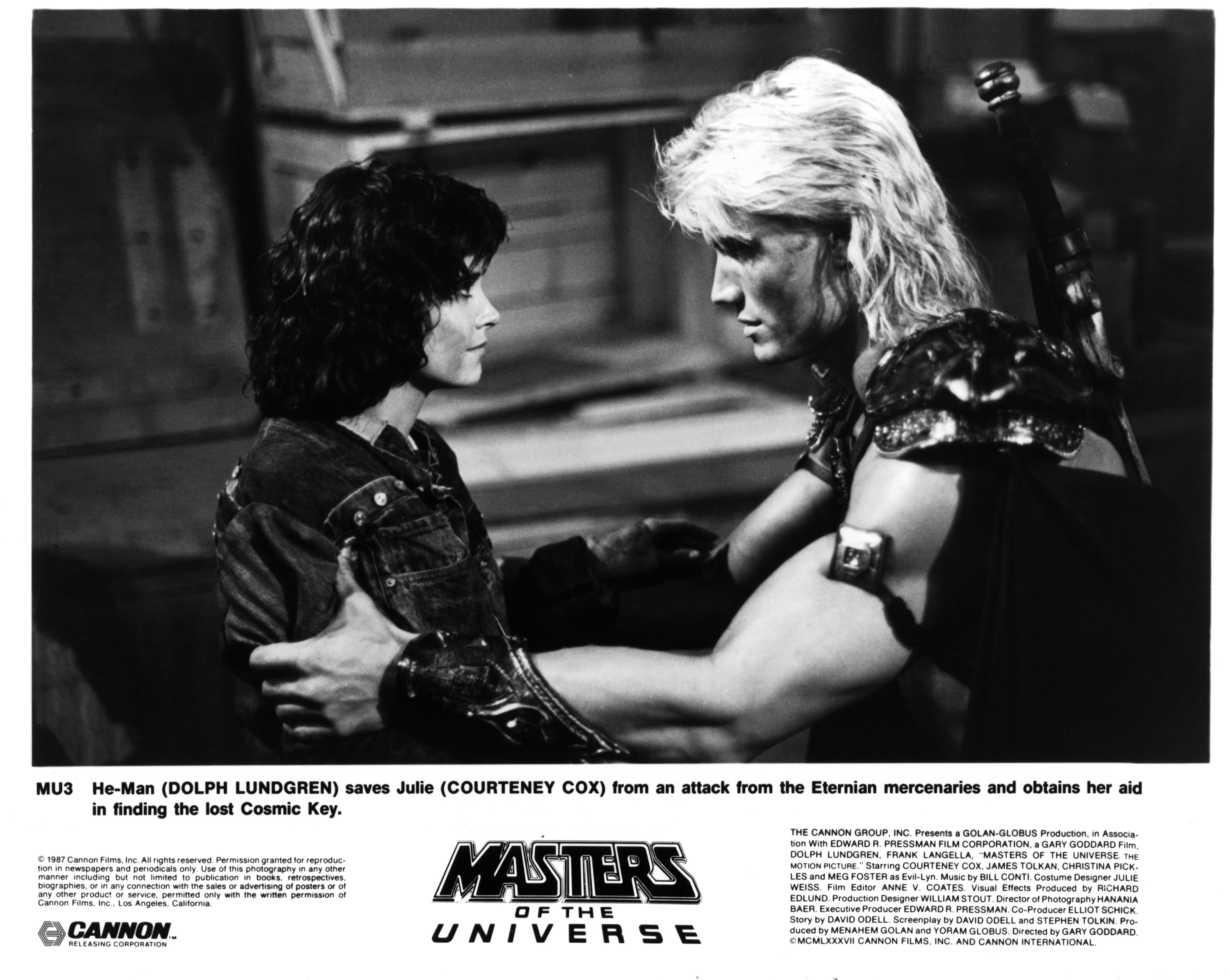 Dolph Lundgren and Courteney Cox in Masters of the Universe (1987)