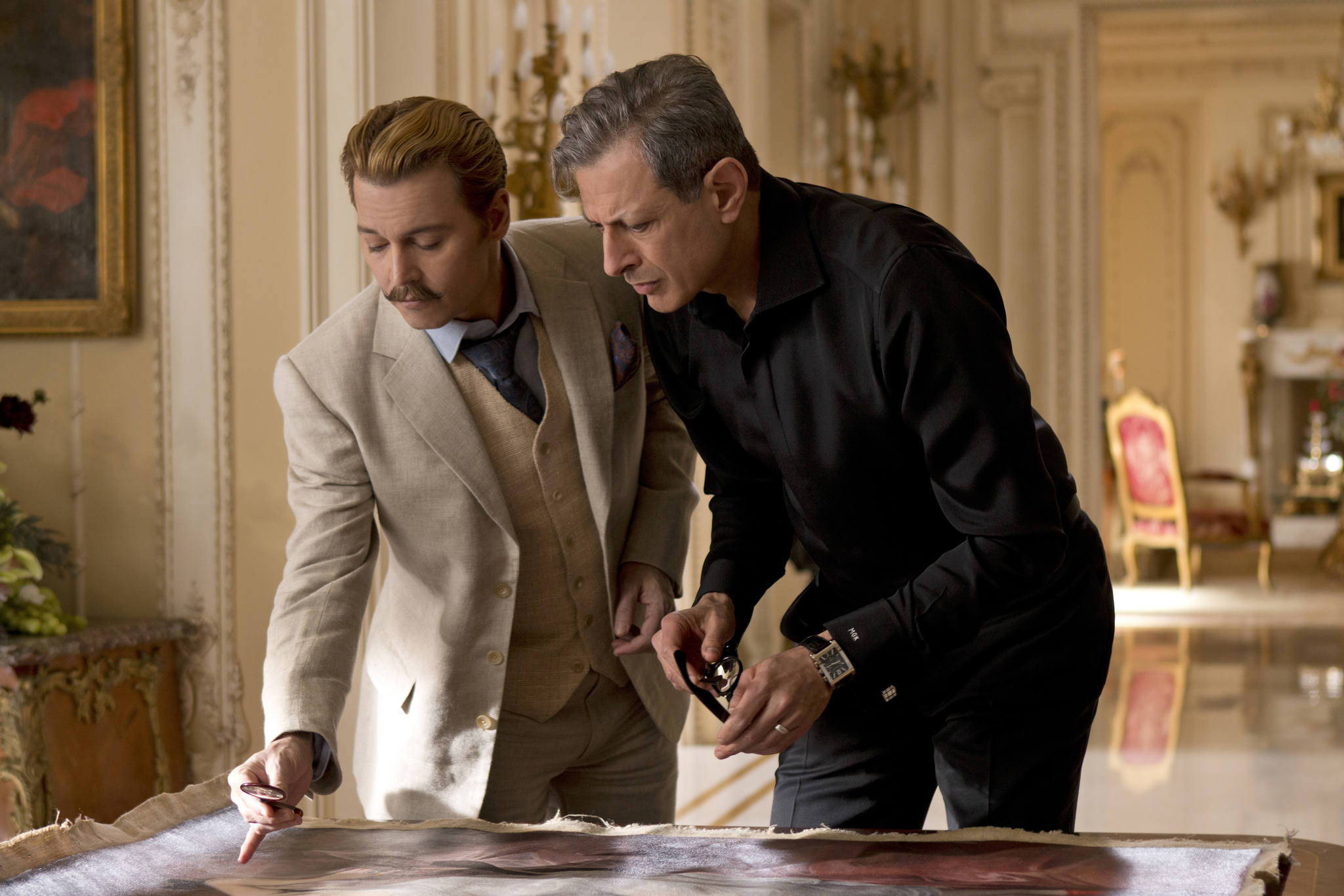 Johnny Depp and Jeff Goldblum in Mortdecai (2015)