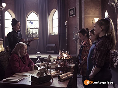 Raquel Cassidy, Clare Higgins, Bella Ramsey, Megan Hughes, and Trixie Hyde in The Worst Witch (2017)