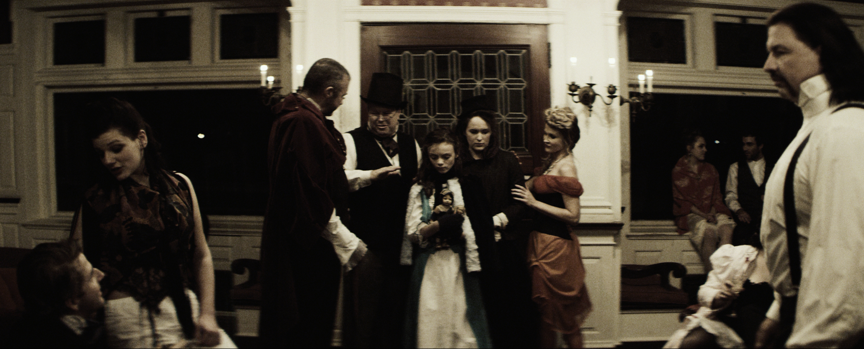 Kane Hodder, Chanel Ryan, Al Snow, Barry Ratcliffe, Jessica Sonneborn, Sarah Nicklin, and Kaylee Signore in The Haunting of Alice D (2014)