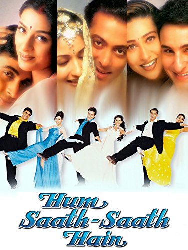 Karisma Kapoor, Salman Khan, Tabu, Sonali Bendre, Mohnish Behl, and Saif Ali Khan in Hum Saath-Saath Hain (1999)