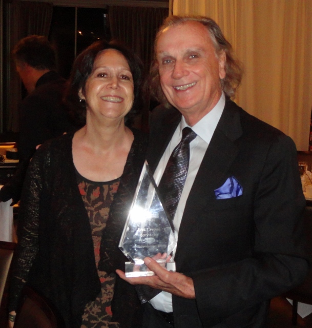 Burbank Film Fest 2016, with Lesley Lillywhite and trophy for Best Original Screenplay