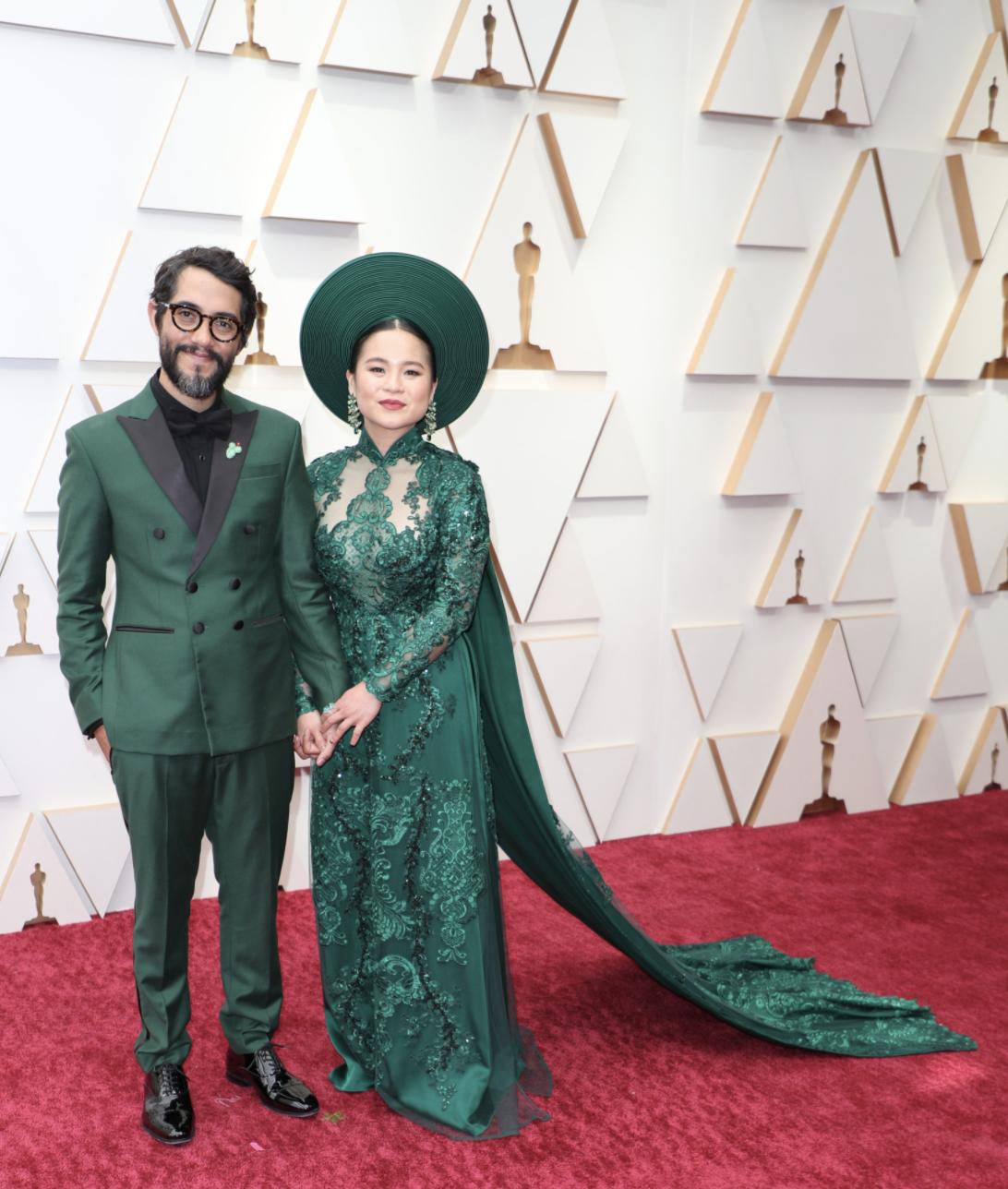 Carlos López Estrada with Kelly Marie Tran at the 2022 Academy Awards