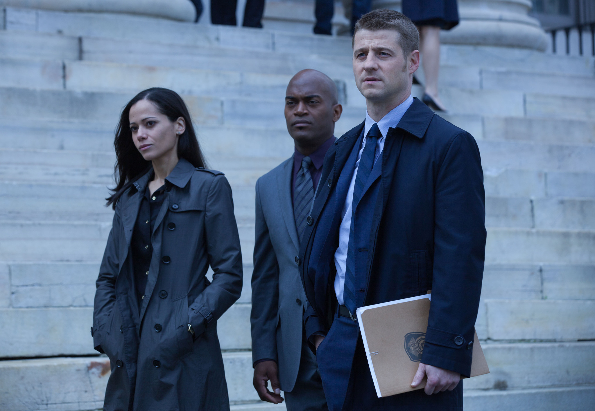 Ben McKenzie, Victoria Cartagena, and Andrew Stewart-Jones in Gotham (2014)