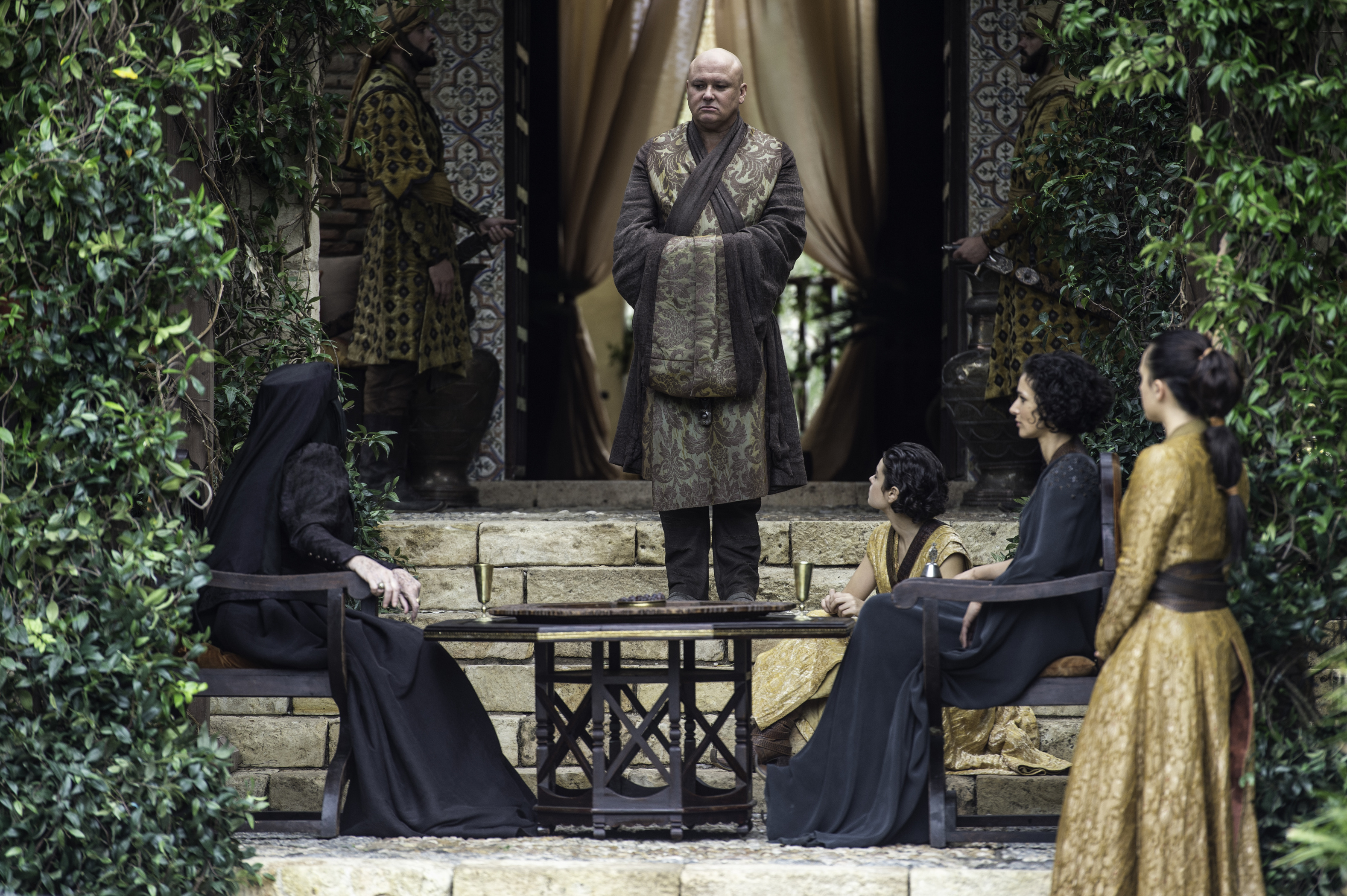 Diana Rigg, Conleth Hill, Indira Varma, Keisha Castle-Hughes, and Rosabell Laurenti Sellers in Game of Thrones (2011)