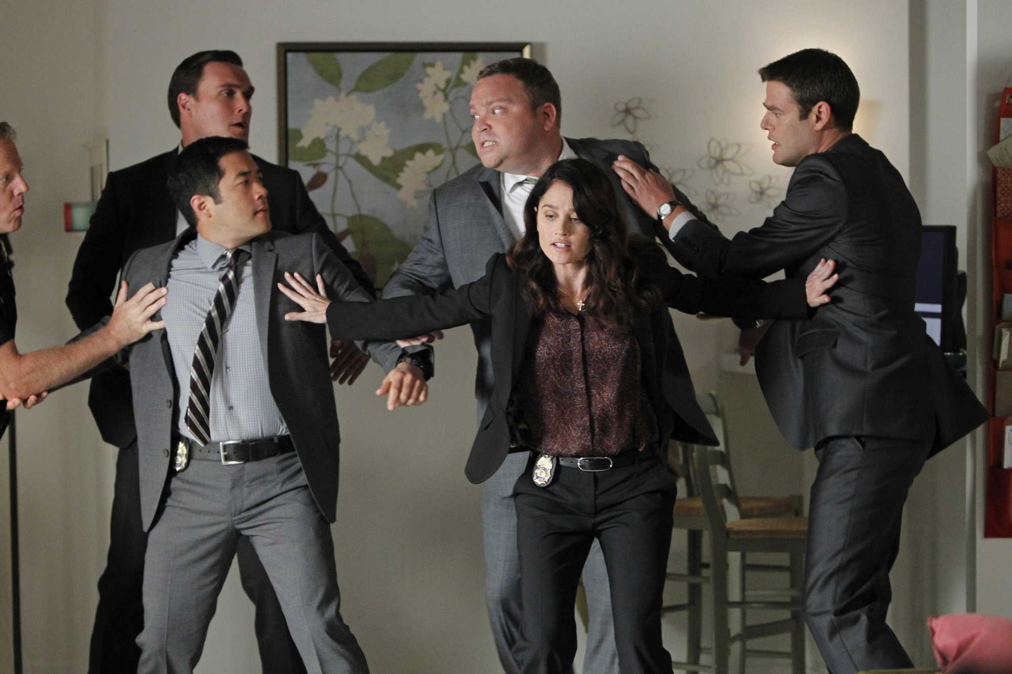 Robin Tunney, Ivan Sergei, Jon Curry, Drew Powell, Tim Kang, and Owain Yeoman in The Mentalist (2008)