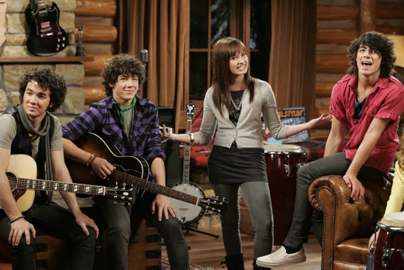 Demi Lovato, Jonas Brothers, Kevin Jonas, Joe Jonas, and Nick Jonas in Camp Rock (2008)