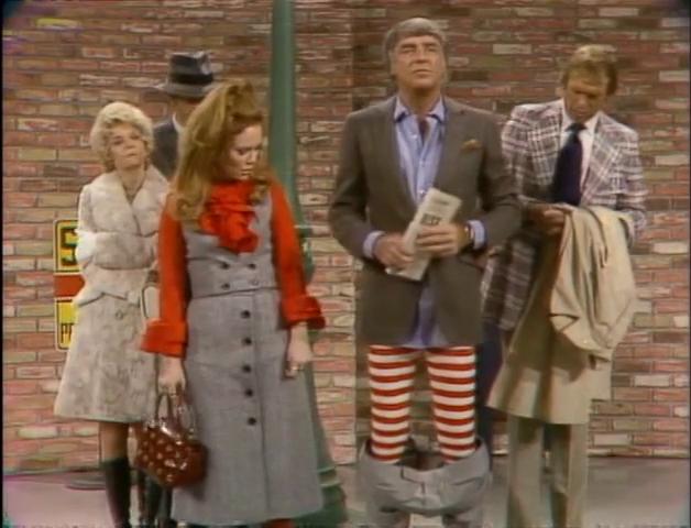 Dennis Allen, Ann Elder, Peter Lawford, Barbara Sharma, and Alan Sues in Rowan & Martin's Laugh-In (1967)