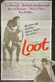 Richard Attenborough, Hywel Bennett, and Roy Holder in Loot (1970)