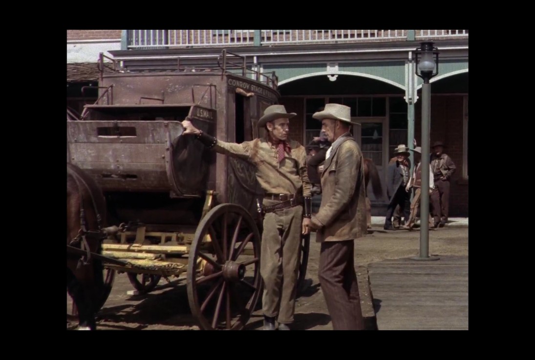 Randolph Scott and Guy Wilkerson in The Stranger Wore a Gun (1953)