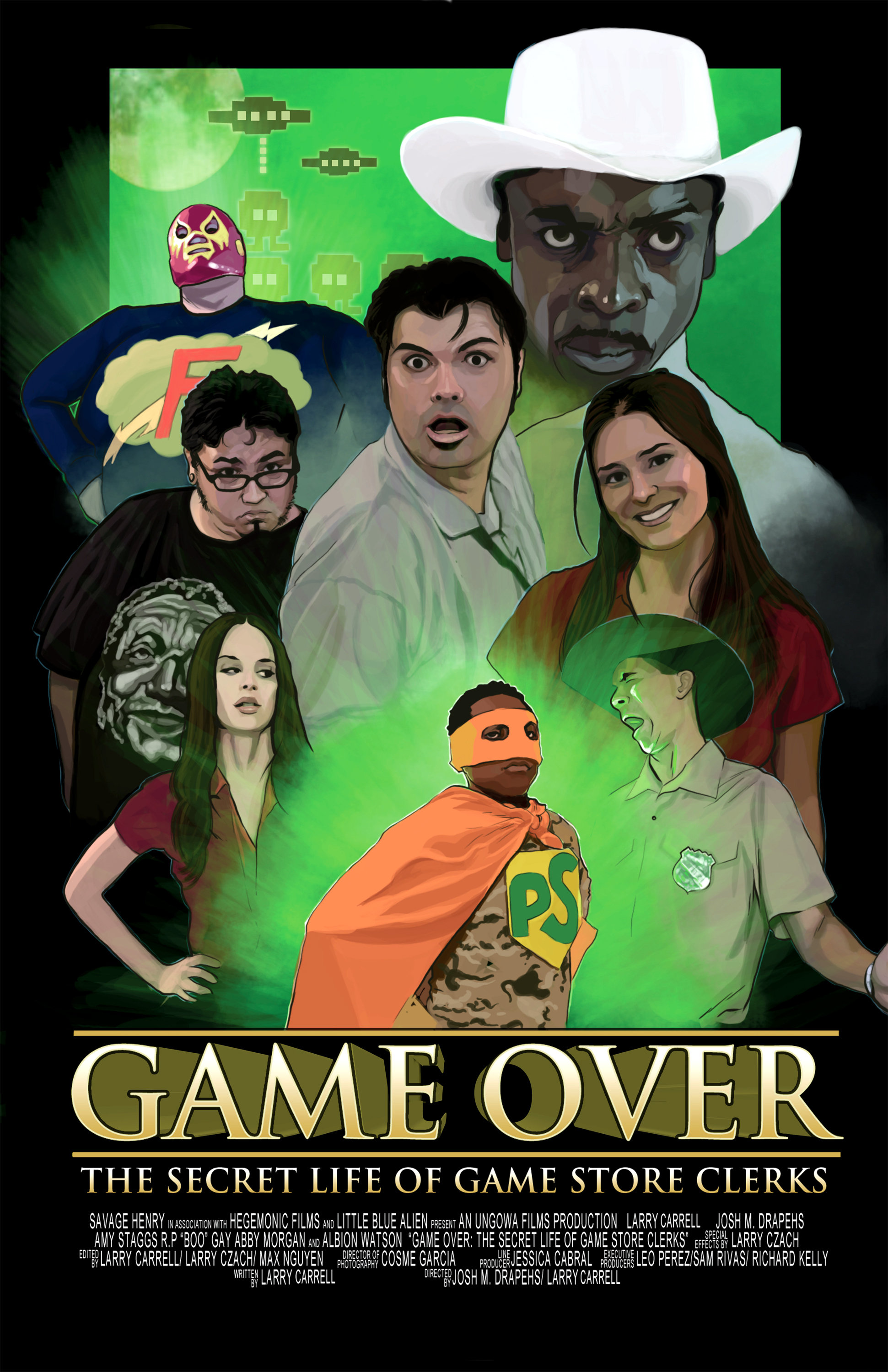 Allen Spann, Amy Staggs, Larry Wade Carrell, Ziggy Lang, Abby Morgan, Albion Watson, Rp Boo Gay, Mike Gonzalez, El Farto, Joshua Mercurio Drapehs, and Raven Carrell in Game Over: The Secret Life of Game Store Clerks (2009)