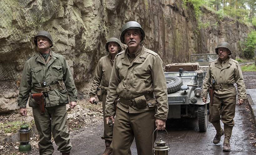 George Clooney, Bill Murray, Bob Balaban, and Dimitri Leonidas in The Monuments Men (2014)