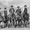 Charles Bronson, James Coburn, Steve McQueen, Yul Brynner, Robert Vaughn, Horst Buchholz, and Brad Dexter in The Magnificent Seven (1960)