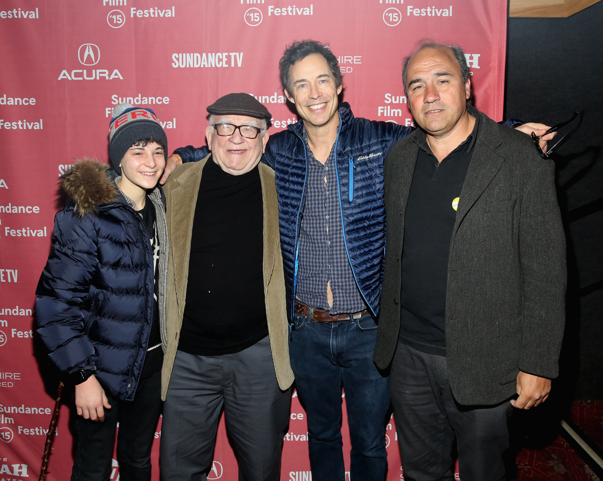 Edward Asner, Juan Pablo Buscarini, Tom Cavanagh, Tom Cavanaugh, and David Mazouz at an event for The Games Maker (2014)