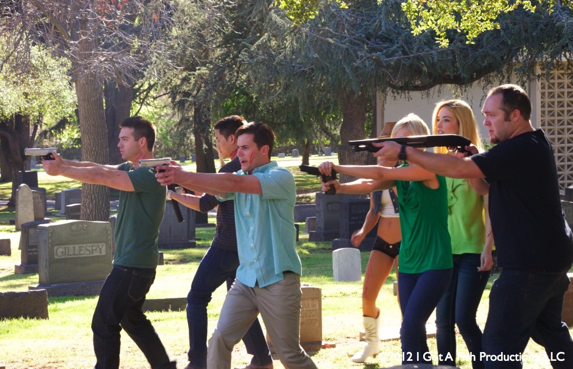 Whitney Moore, Alan Bagh, Aaron Pressburg, Brittany N. Pierce, Chelsea Turnbo, Thomas Favaloro, and Thuan Luu in Birdemic 2: The Resurrection (2013)