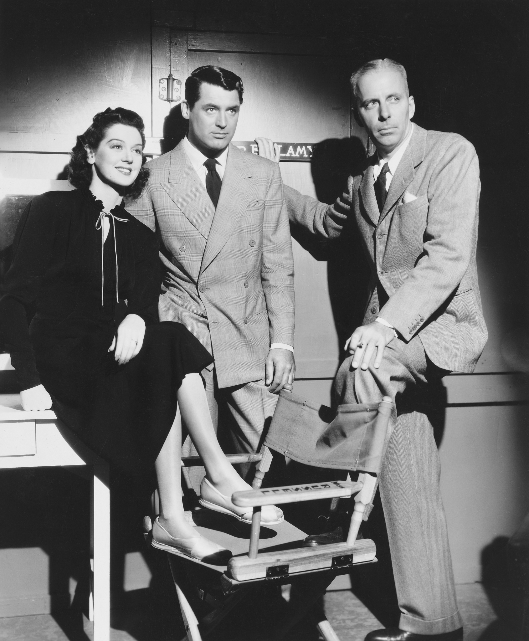 Cary Grant, Howard Hawks, and Rosalind Russell in His Girl Friday (1940)