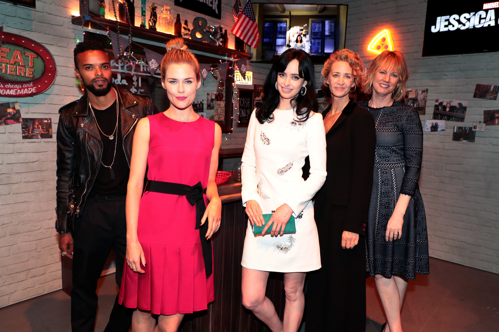 Janet McTeer, Melissa Rosenberg, Krysten Ritter, Rachael Taylor, and Eka Darville at an event for Jessica Jones (2015)