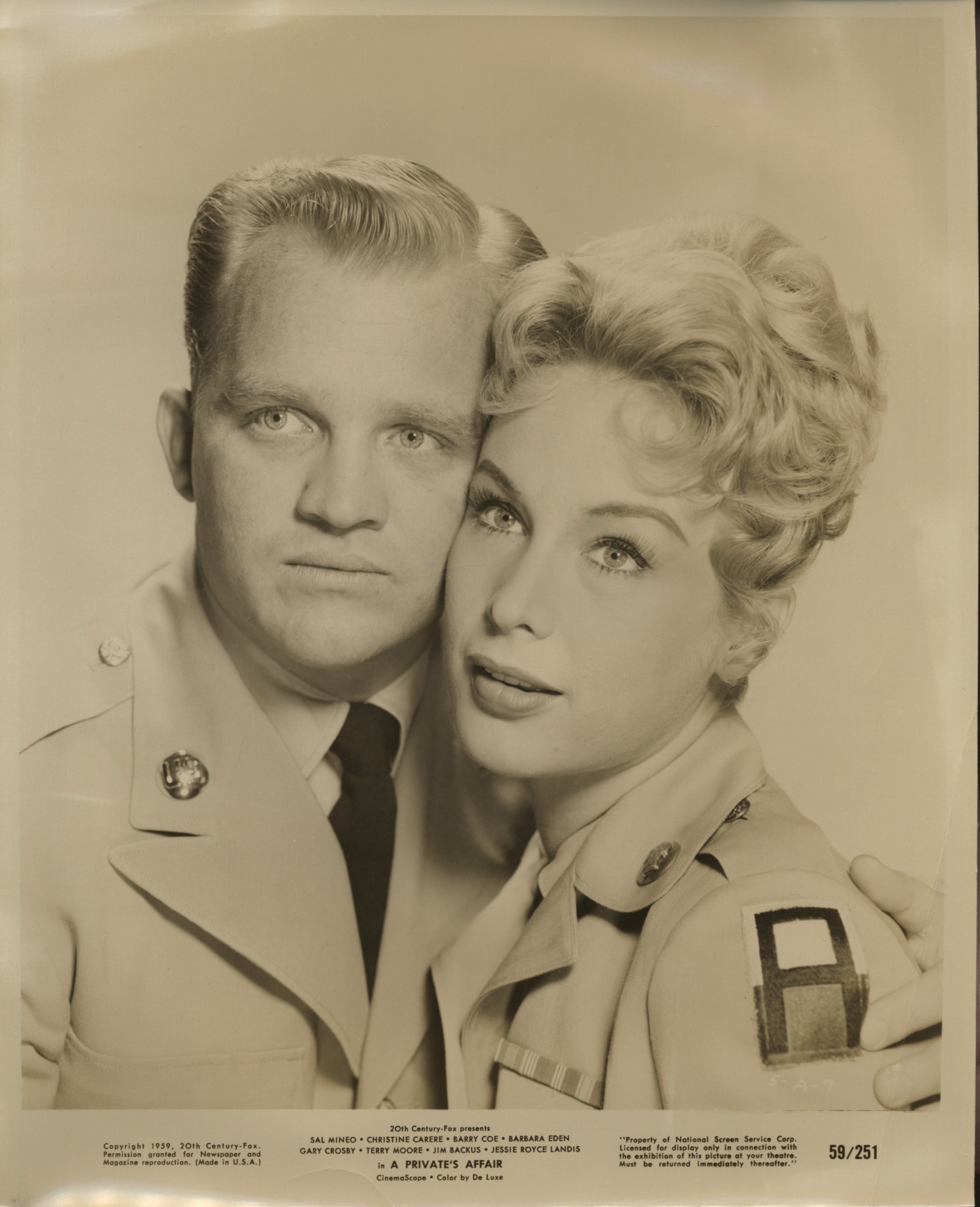 Barbara Eden and Gary Crosby in A Private's Affair (1959)