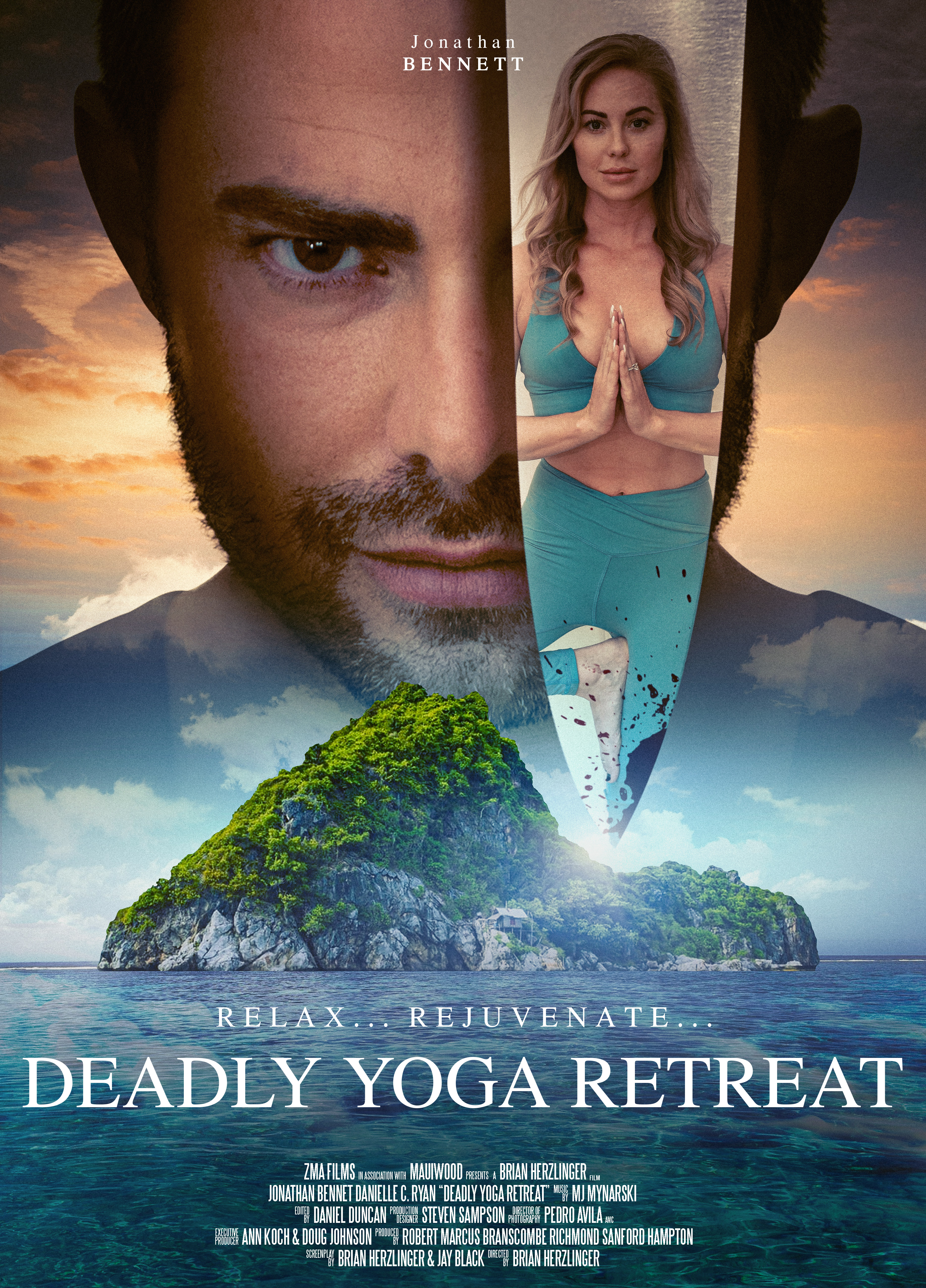 Jonathan Bennett and Danielle C. Ryan in Deadly Yoga Retreat (2022)