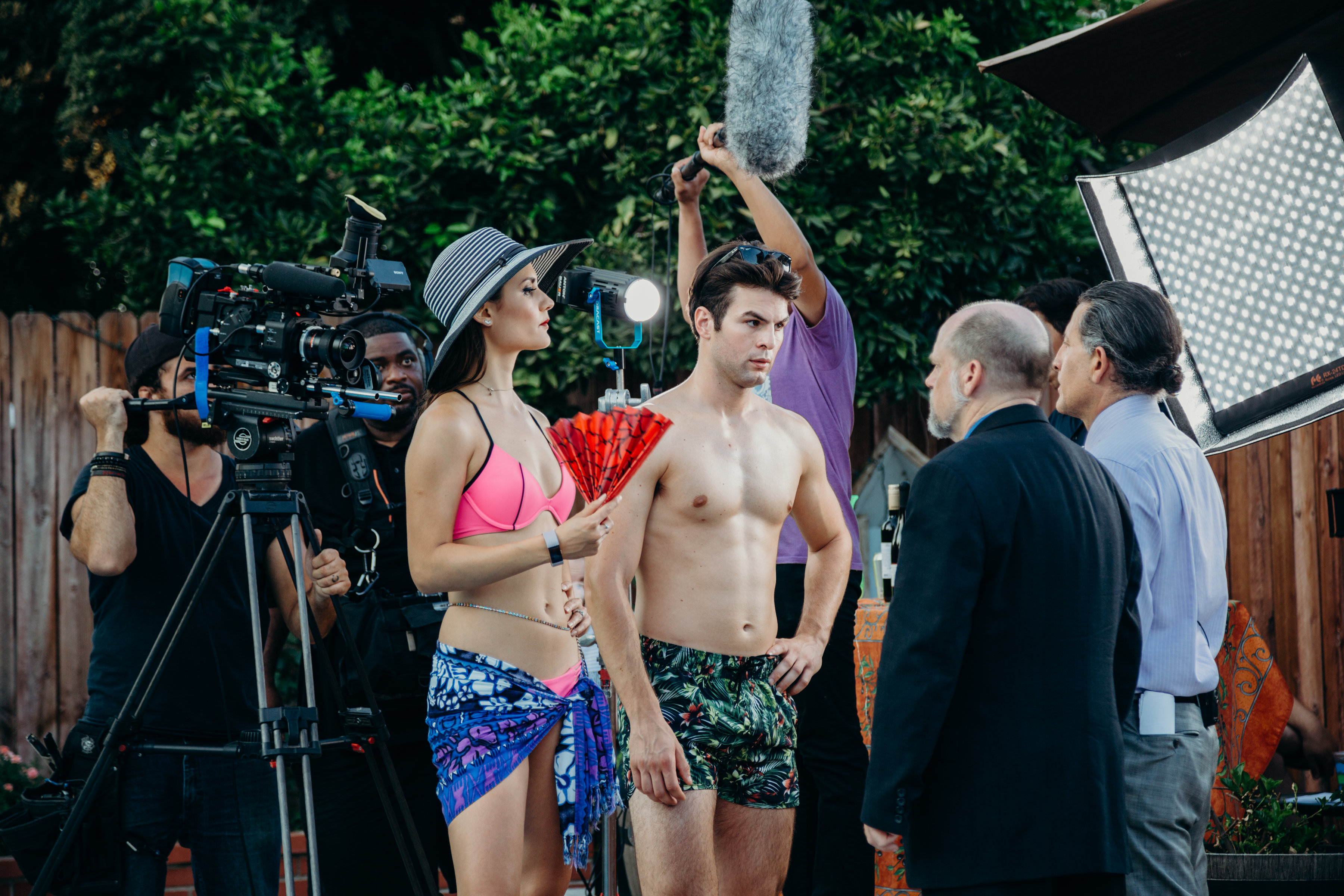 David Garry, Andie Ximenes, Christopher Sheffield, Tatyana Figueiredo, and Hayes Beyersdorfer in The Perplexing Case of the Perfectly Planned Pool Party (2018)