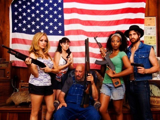 Sid Haig, Brenda Whitehead, Fiona Domenica, Adam Budron, and Siarra T. Mong in High on the Hog (2019)