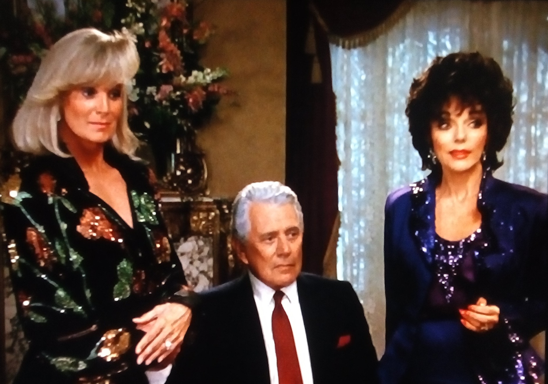 Joan Collins, John Forsythe, and Linda Evans in Dynasty: The Reunion (1991)