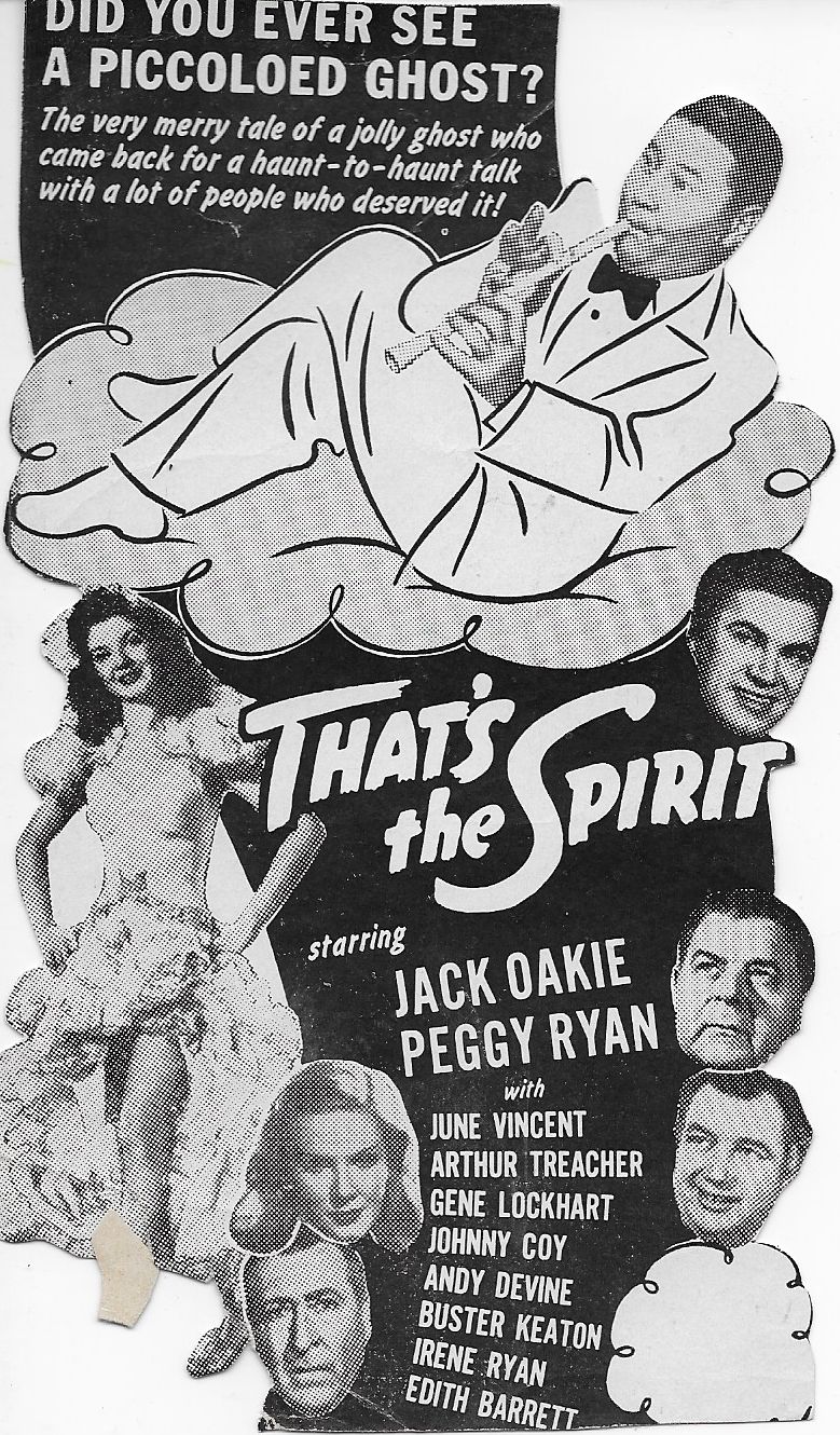 Johnny Coy, Andy Devine, Gene Lockhart, Jack Oakie, Peggy Ryan, Arthur Treacher, and June Vincent in That's the Spirit (1945)